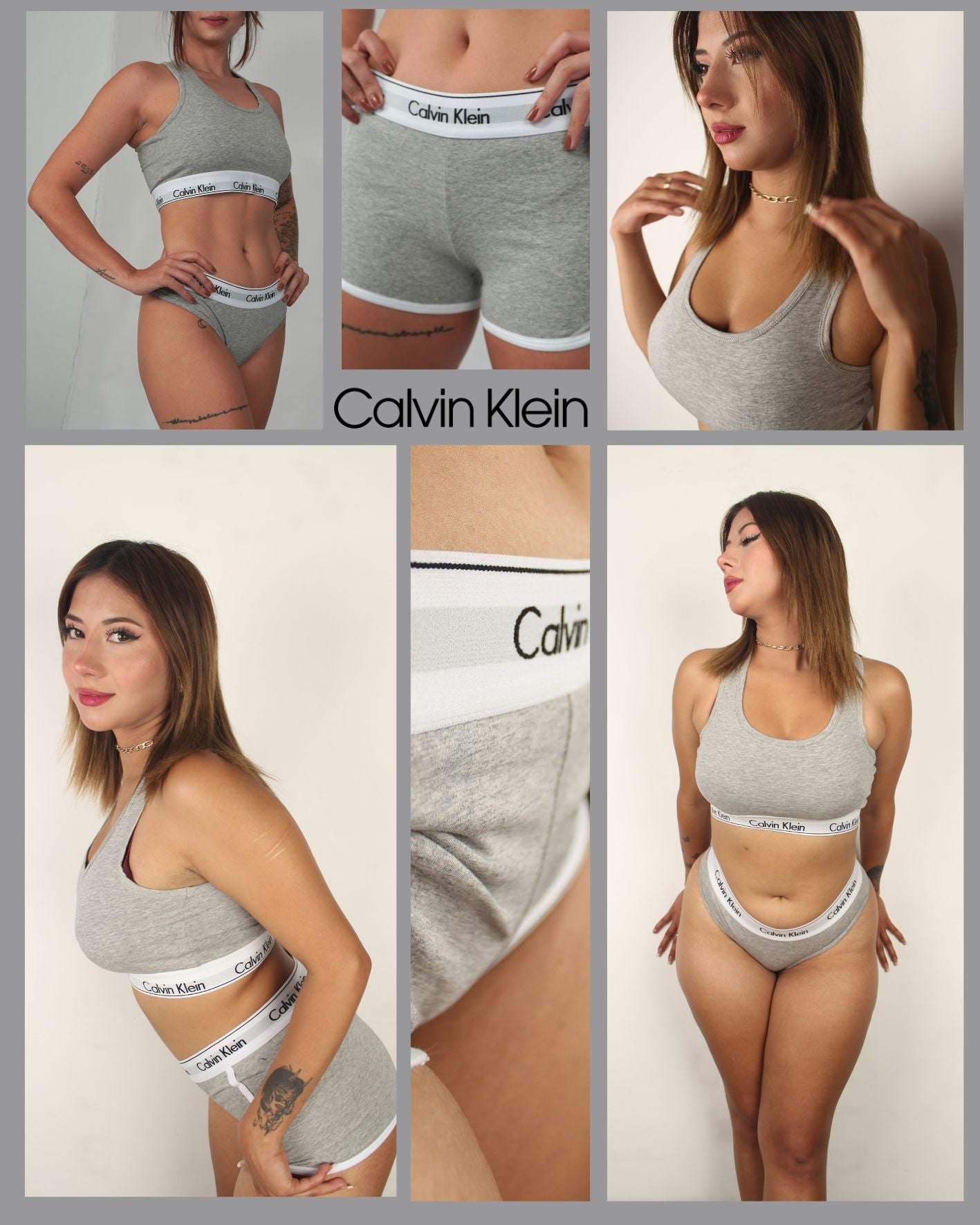 Conjunto ck Premium 100% Algodon top-tanga -short