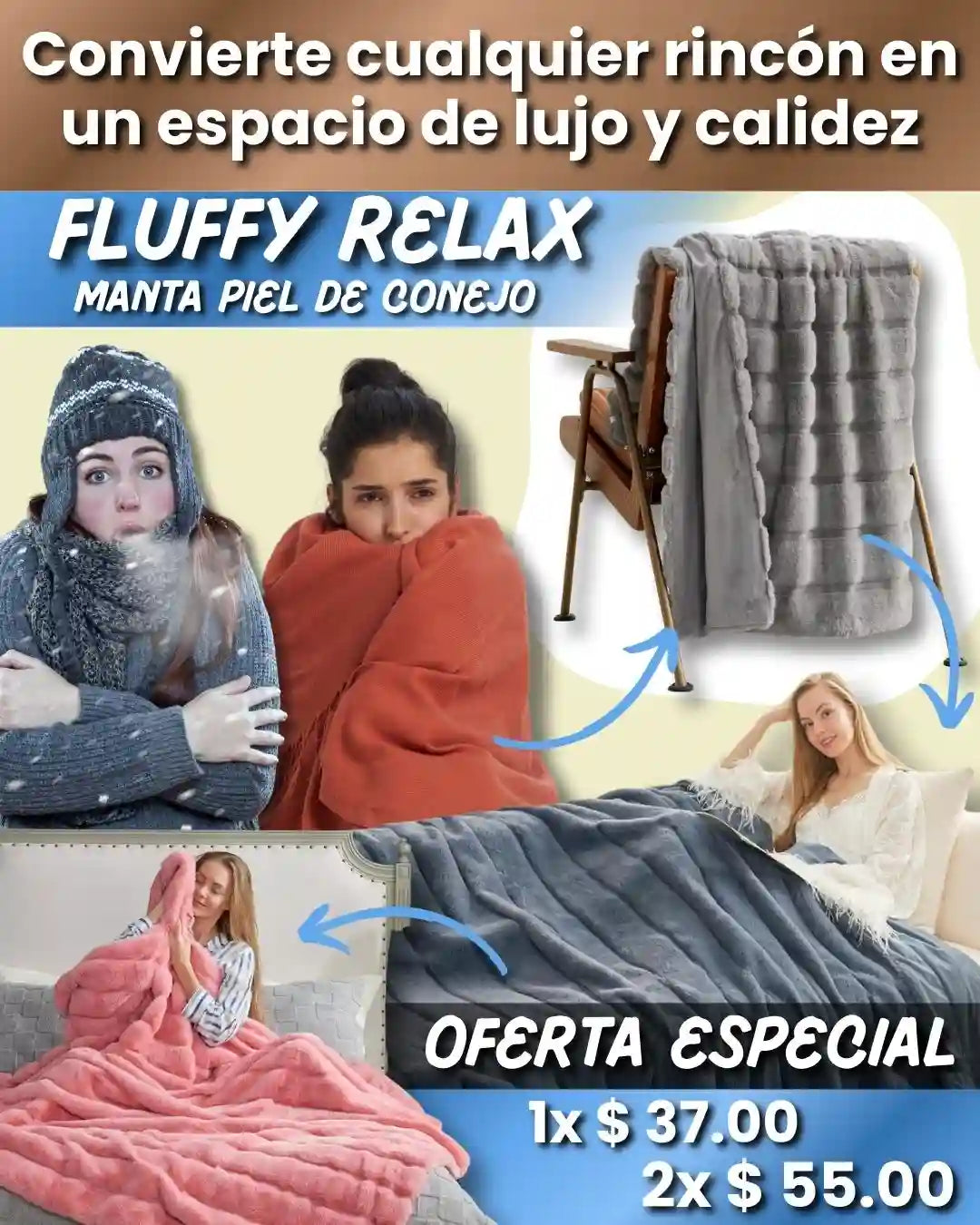 Fluffy Relax Manta Piel de Conejo 🐇