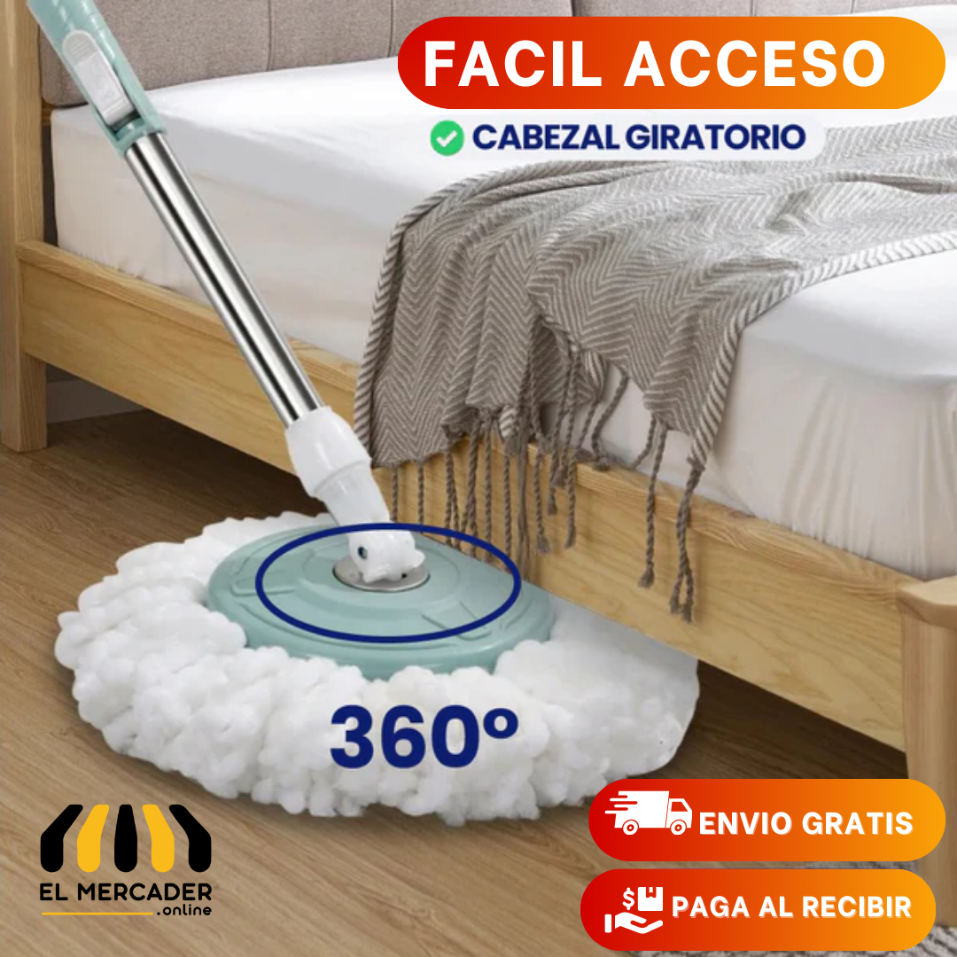 TRAPEADOR GIRATORIO CON CESTA METÁLICA Y BALDE EXPRIMIDOR