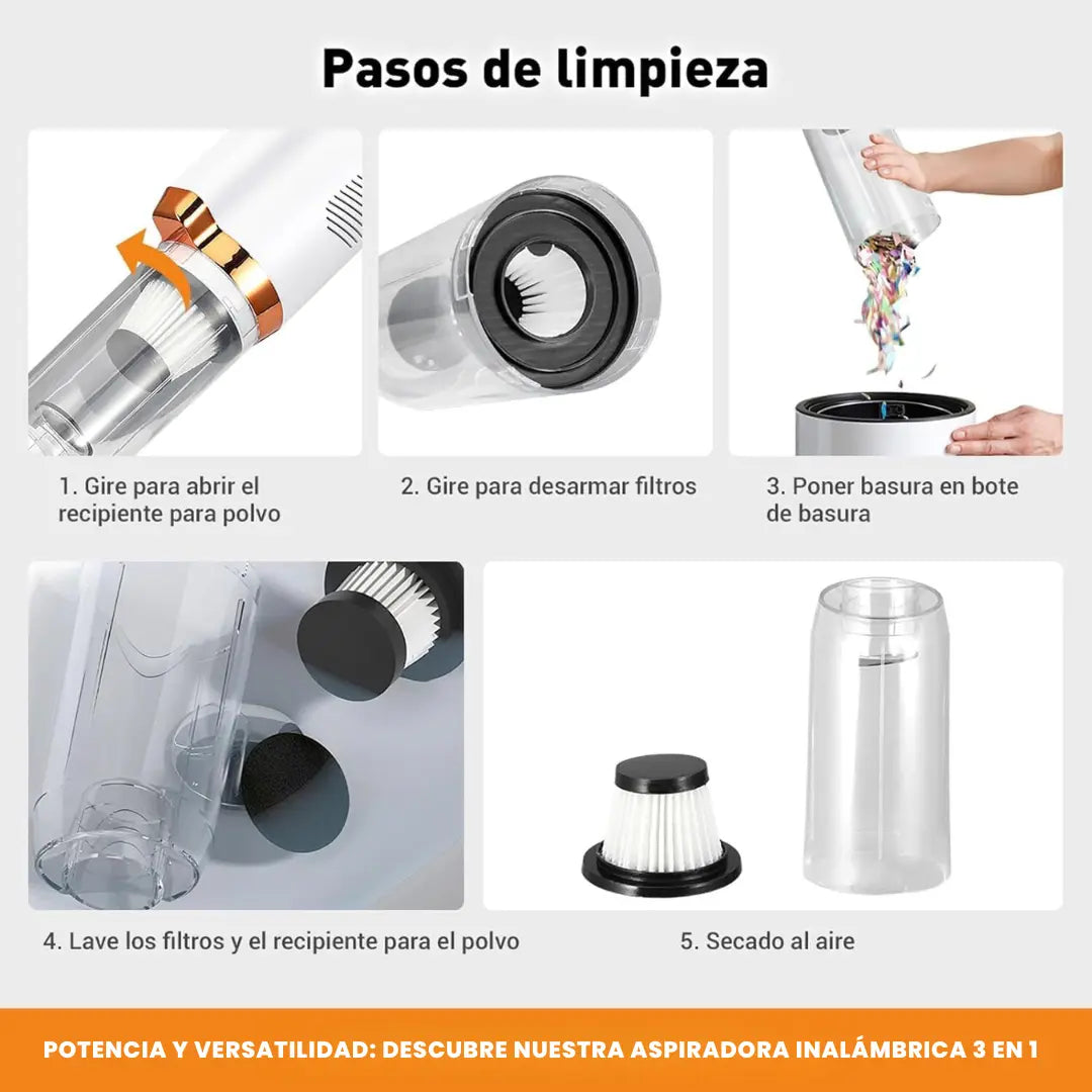 🧹🍃Aspiradora 3 en 1 Inalámbrica 🧹Recoge los pelos de tu mascota y el polvo en una sola pasada
