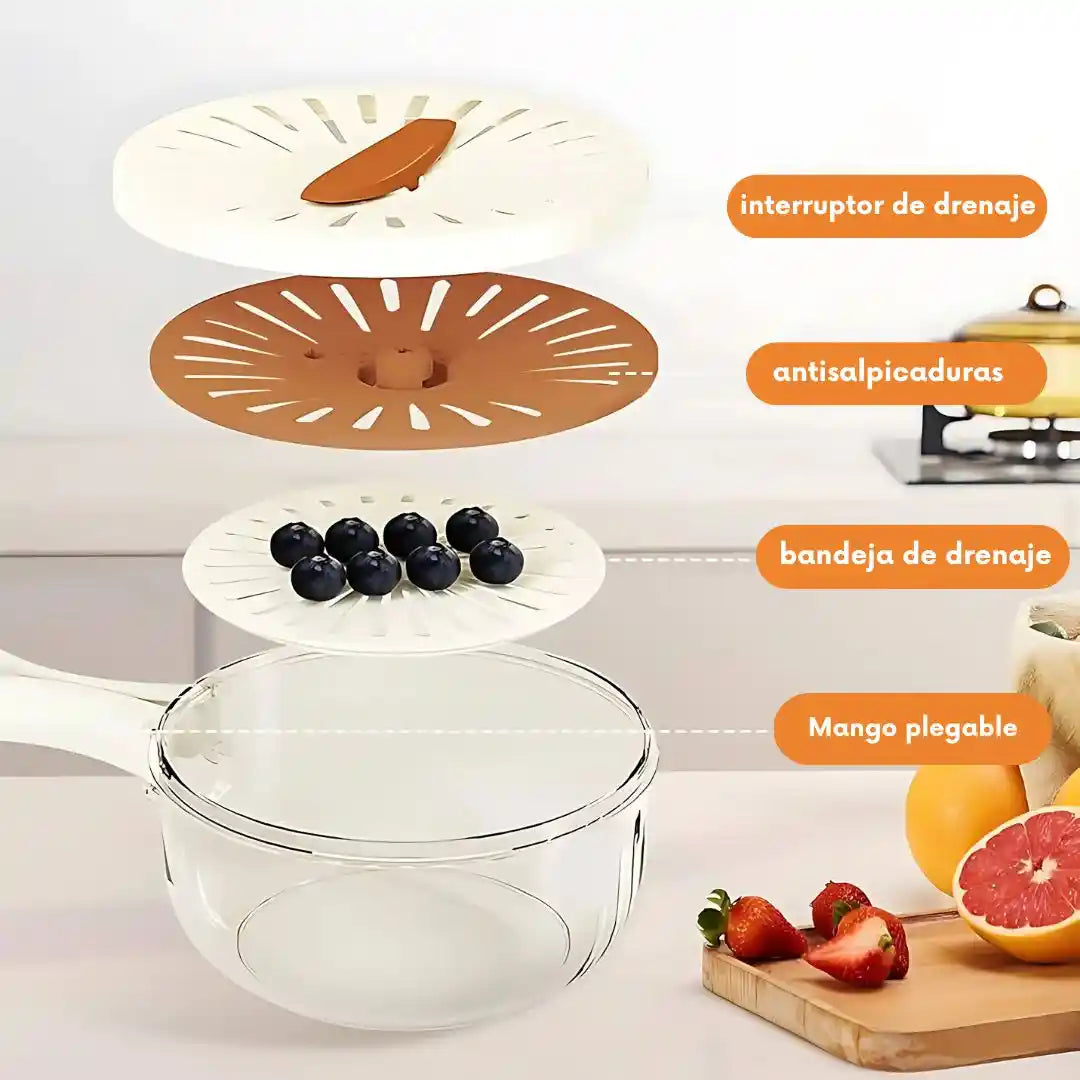 FreshBowl 3 en 1 ¡Lava, escurre y almacena en un solo movimiento! OFERTA 2 X 1