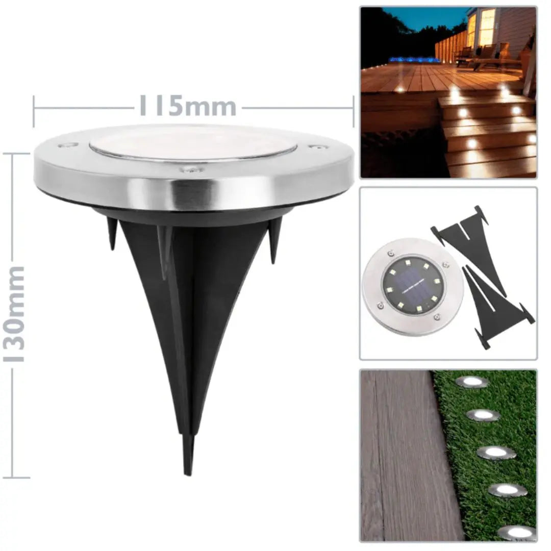 Luz de suelo solar LED inalámbrica para jardín x 4 unidades