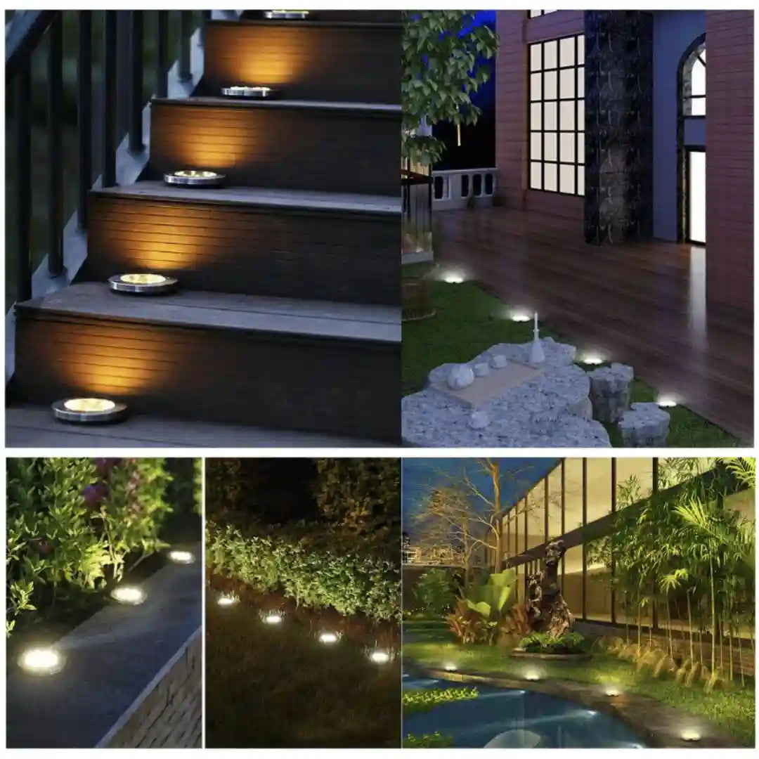 Luz de suelo solar LED inalámbrica para jardín x 4 unidades
