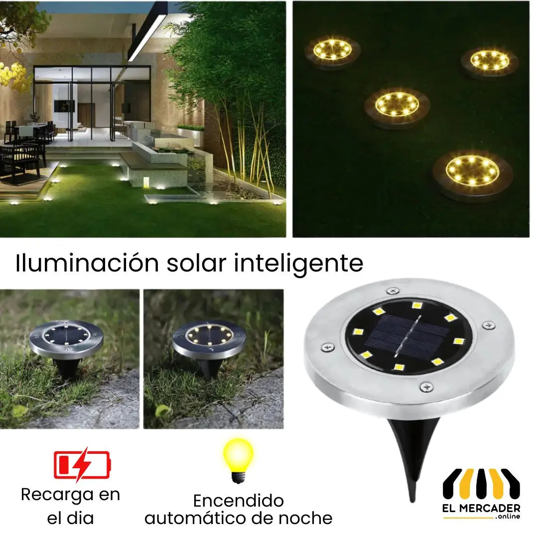 Luz de suelo solar LED inalámbrica para jardín x 4 unidades