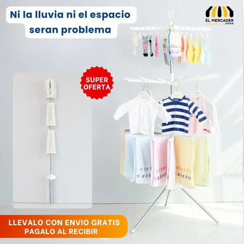 TENDEDERO PLEGABLE 360 3 NIVELES DE SECADO👖👕🧦