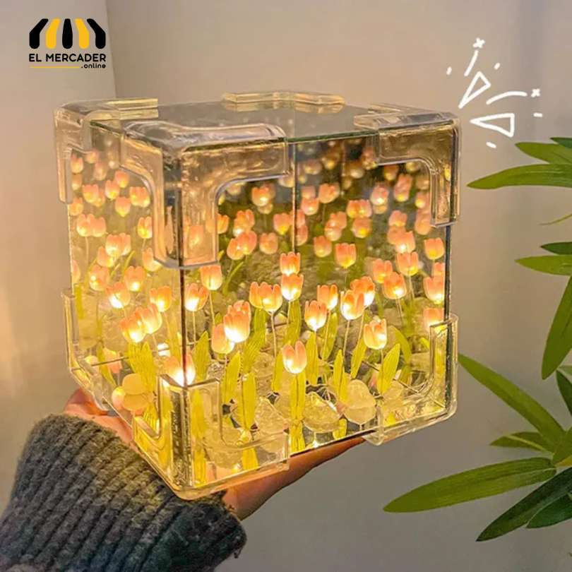 Lámpara y Espejo de Tulipanes Infinitos: Un Símbolo del Amor Eterno