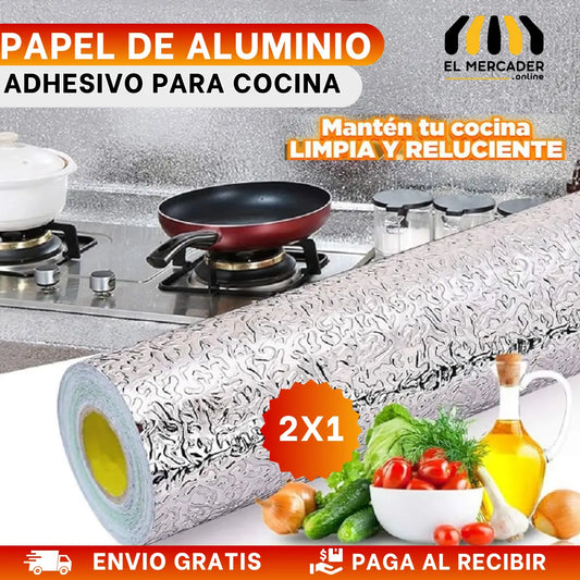 PAPEL ALUMINIO ADHESIVO DE COCINA 40cm x 3mt