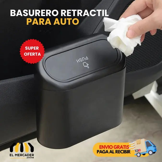 Basurero para carro con Tapa Retráctil ✅ tu carro libre de basura y malos olores