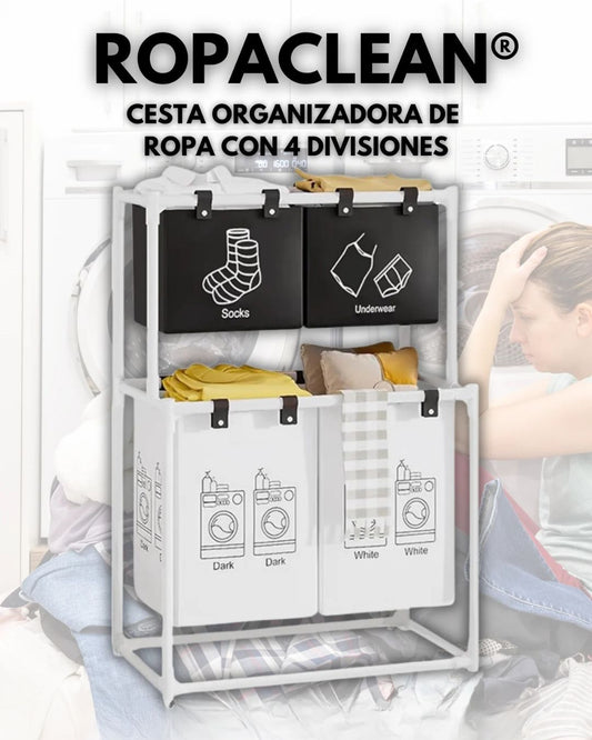Ropa Clean cesta organizadora de ropa con 4 divisiones