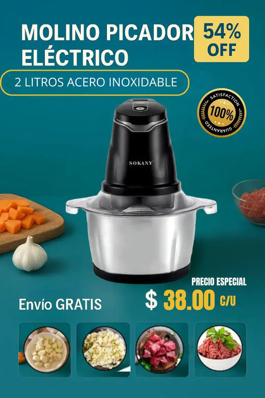 MOLINO PICADOR ELÉCTRICO ACERO INOXIDABLE SOKANY 🔥2 LITROS🔥 (TAMAÑO GRANDE)